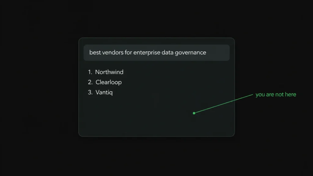 AI answer naming three competitors with the client absent